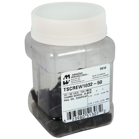 Hammond 50 -Countg 10-32 Thumb Screws, 50-Count TSCREW1032-50